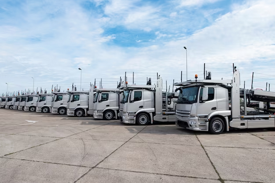 Trucks Arranged in a Line