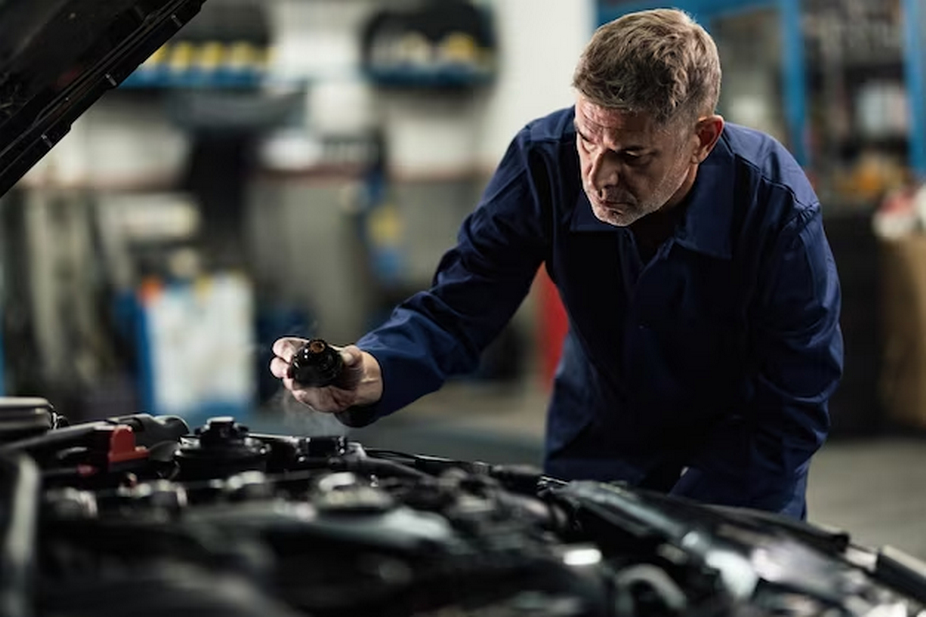 Inspecting car engine