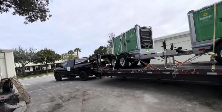 Pickup Truck Transporting Wheeled Container